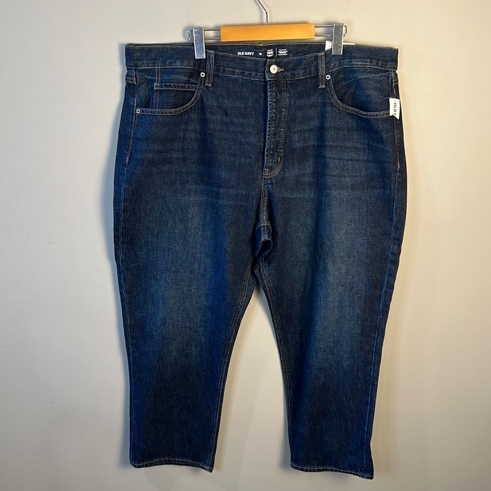 Old Navy NWT Slouchy Straight Dark Wash Jeans Button Fly Women's Size 18